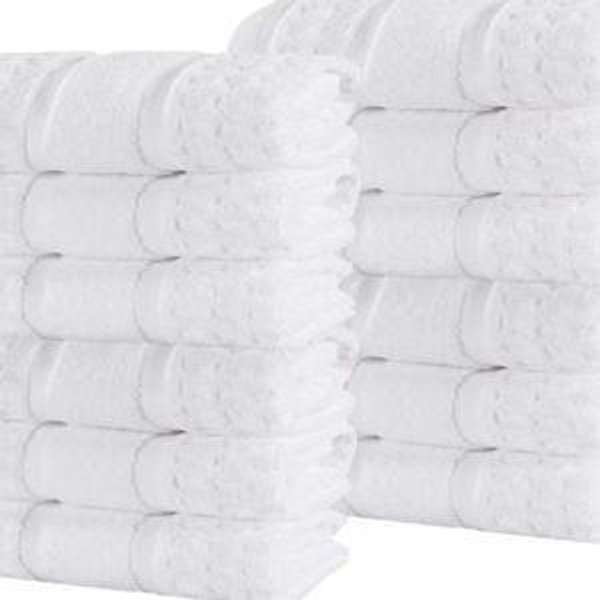 Zero Twist Cotton Waffle Honeycomb Medium Weight Face Towel Washcloth Set of 12, White - Blue Nile Mills