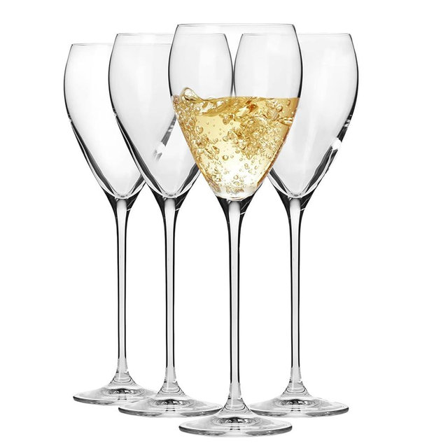 Krosno White Wine Glasses 4 x 9.5 oz, Set of 4,Perla Collection, Elegant Rounded Shape, Durable Crystalline Glass, Unique Design, Dishwasher Safe, Made in Europe