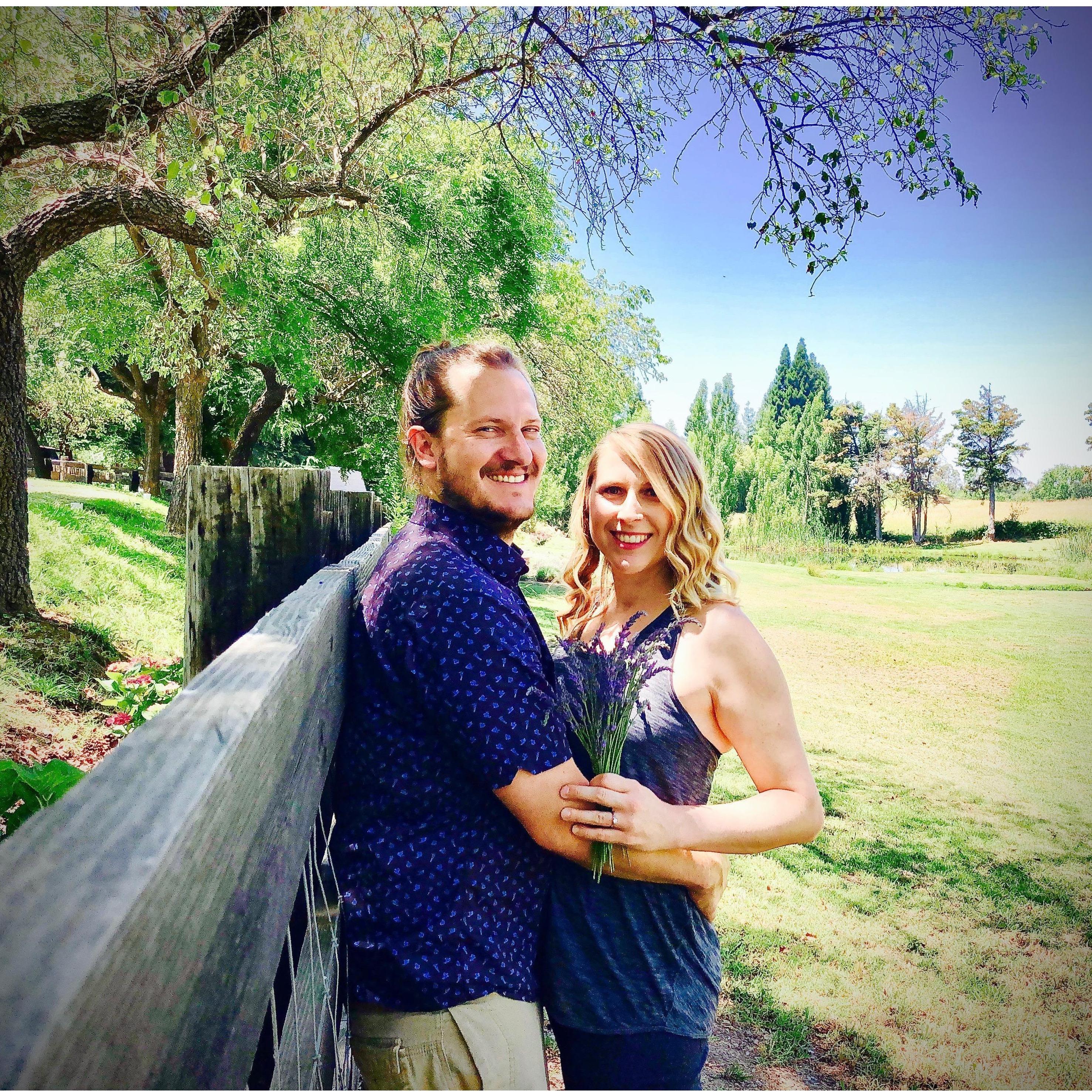 DIY Engagement photo on the lavender farm.