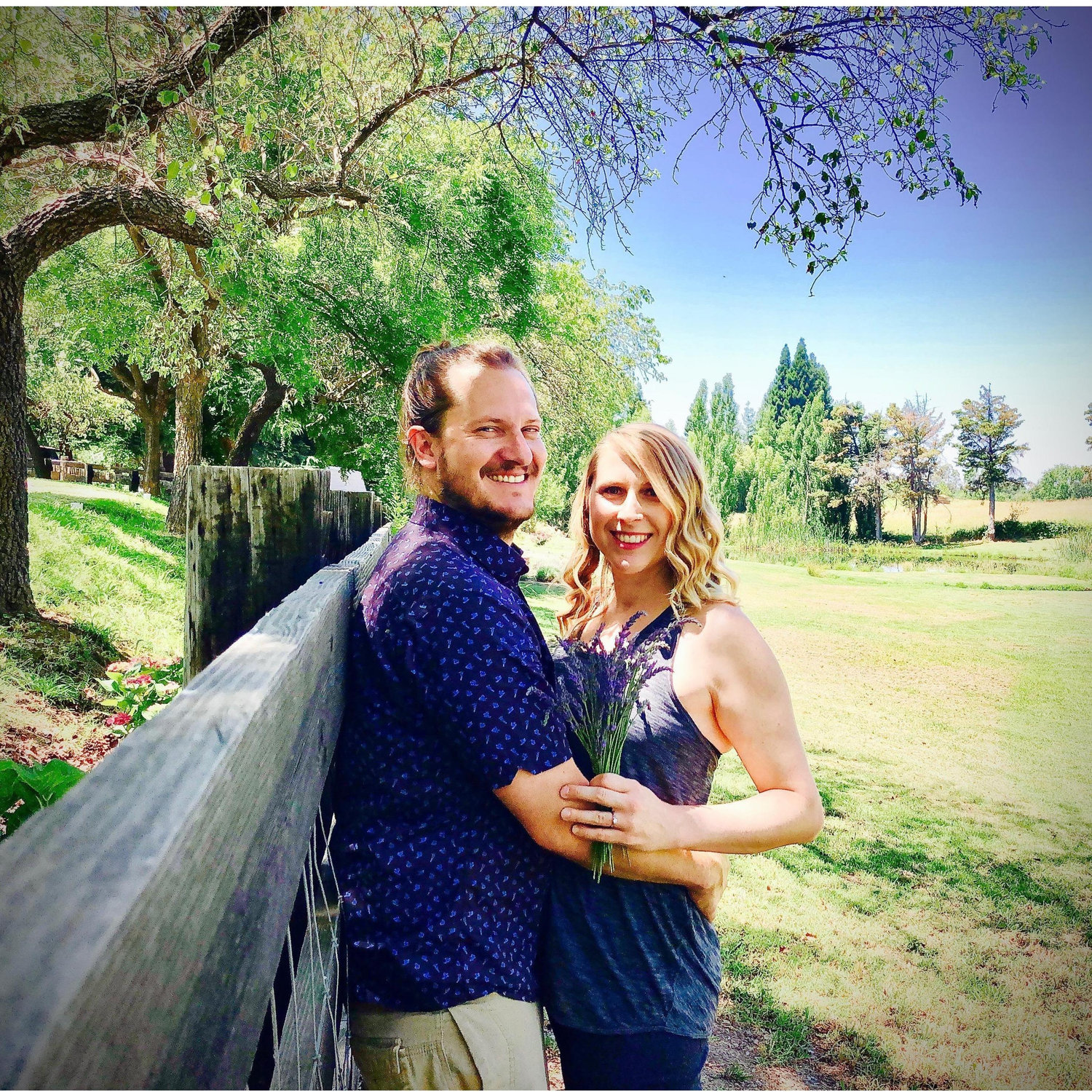 DIY Engagement photo on the lavender farm.