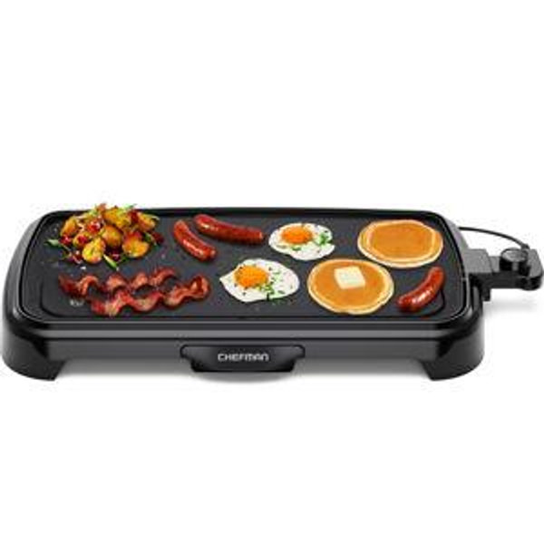 Chefman XL Electric Griddle with Removable Temperature Control, Immersible Flat Top Grill, Burger, Eggs, Pancake Griddle, Nonstick Extra Large Cooking Surface, Slide Out Drip Tray, 10 x 20 Inch