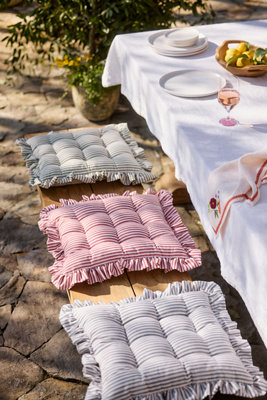 Ruffled Stripe Seat Cushion