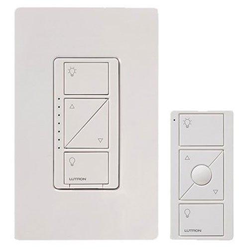 LUTRON P-PKG1W-WH Caseta Wireless 600-watt/150-watt Multi-Location In-Wall Dimmer with Pico Remote Control Kit, White, Works with Amazon Alexa