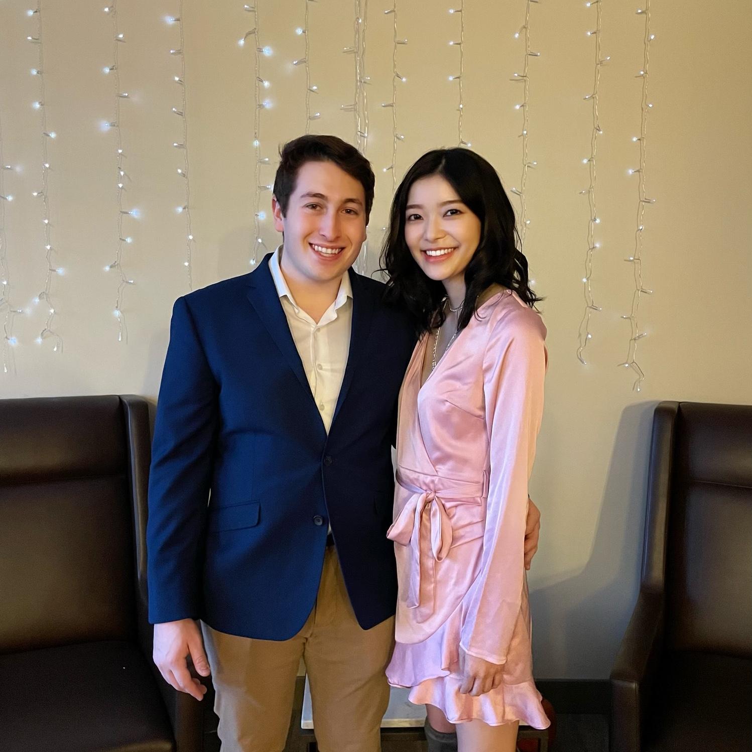 This is our first Valentine’s Day together while at Michigan.
Thanks Caroline for snapping this picture!
Nothing says dorm life like string lights!