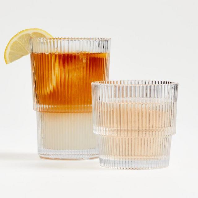 Atwell Stackable Ribbed Drink Glasses