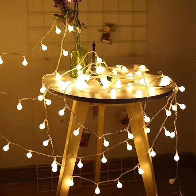 49 Feet 100 led 8 Modes Globe String Lights,Fairy String Lights Plug in,Decor for Indoor Outdoor Party Wedding Christmas Tree Garden, Warm White
