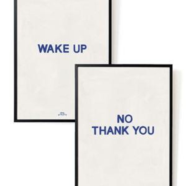 Art print set Wake up - No, thank you in blue by Hôtel Magique