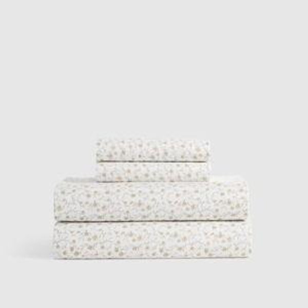 Classic Organic Percale King Sheet Set in Toffee Florette