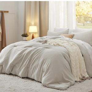 Bedsure Queen Comforter Set, Beige Soft Prewashed Bedding for All Seasons, 3 Pieces GentleSoft™ Bed Set, 1 Lightweight Comforter (90"x90") and 2 Pillowcases (20"x26")