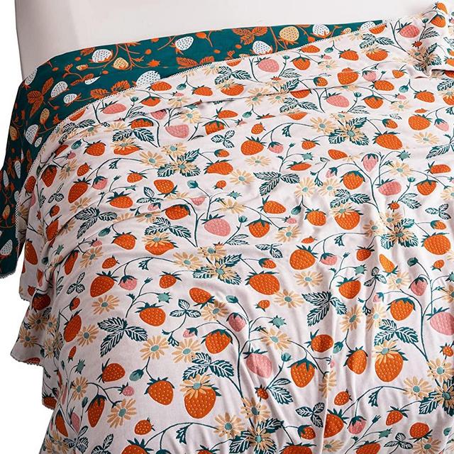 Scientific Sleep Strawberry Cute 100% Cotton Muslin Blanket Throw Cover for Bed Couch Sofa Car Camp Girls Cozy Soft Lightweight Warm Bedspread Coverlet Decoration (19, F/Q 78 in x 90 in)