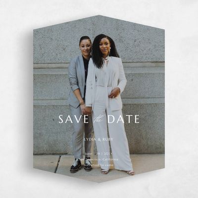 White Simple Wedding Save the Date - Emeline Photo