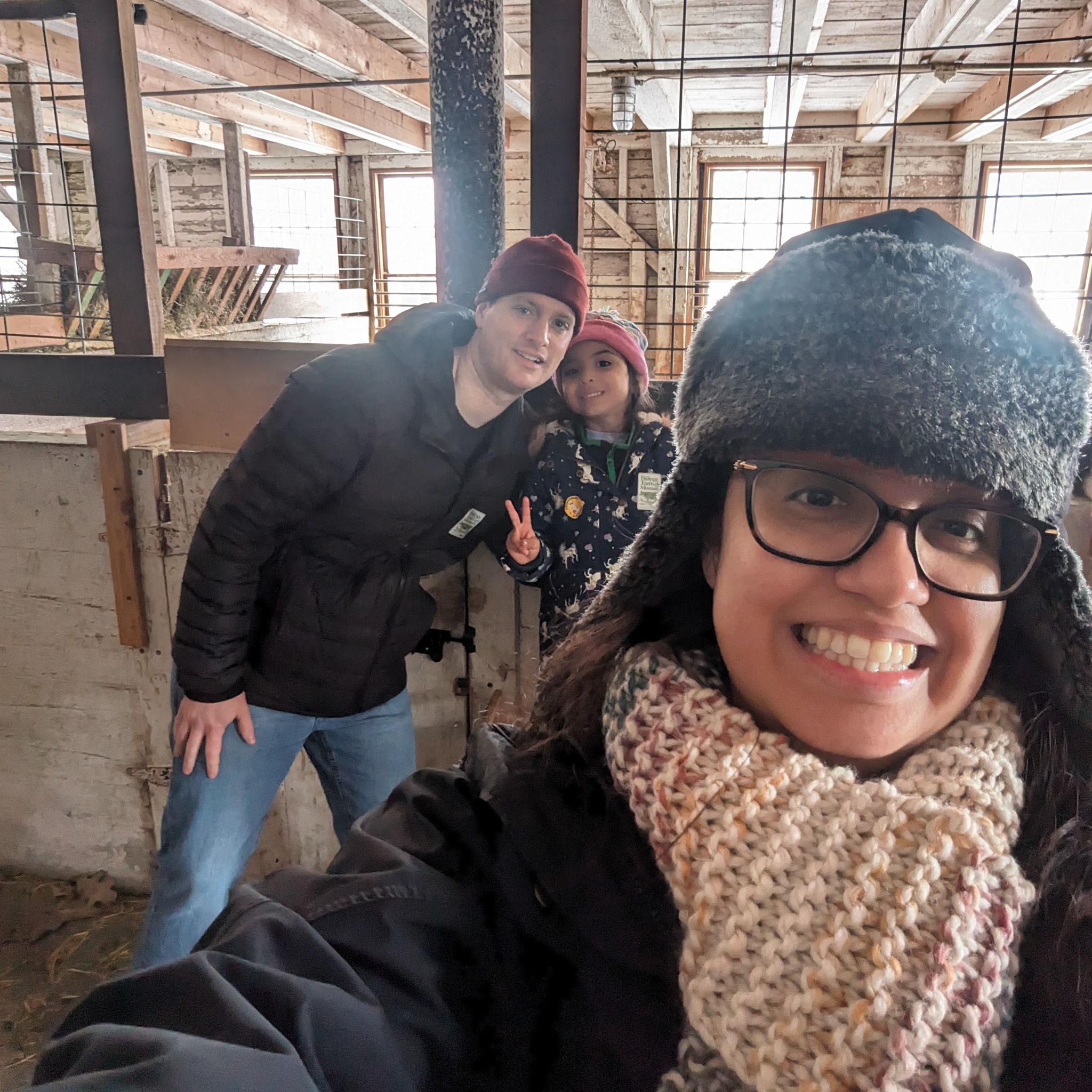 Looking at little goats at the Billings Farm