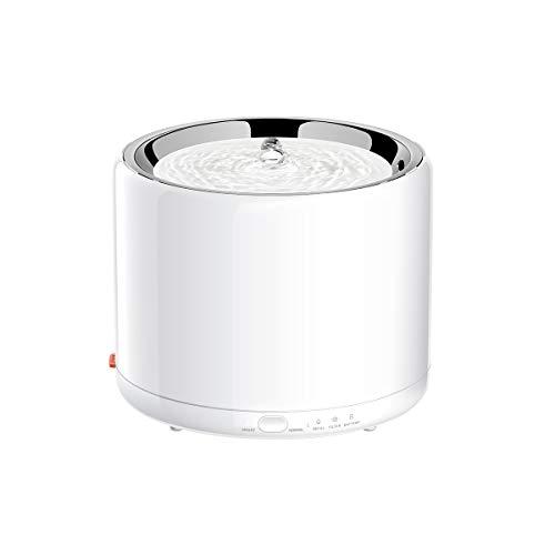 PETKIT Cat Water Fountain Stainless Steel, 1.35L/46oz Smart Pet Water Fountain with LED Light, Battery Operated, Ultra-Quiet, Auto-Shut Off Pump, Dual Working Mode Automatic Cat Water Fountain Bowl