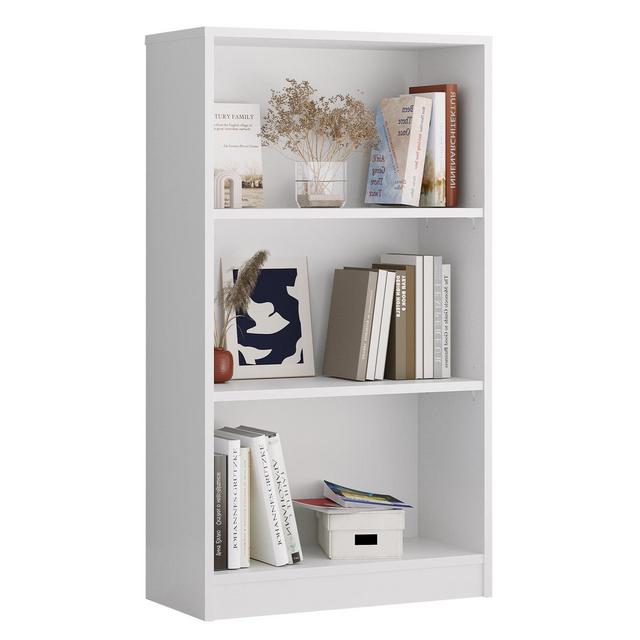 Sevobal Decorarive Bookshelf Small Bookcase Freestanding 3 Adjustable Shelves for Home Office, White, 29.5"*24.4"*44.1"