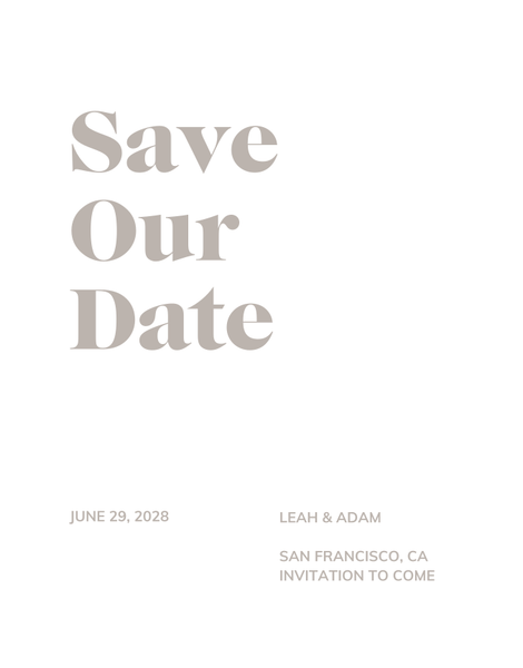 Everett Type Letterpress | Oatmeal | Zola Save The Dates