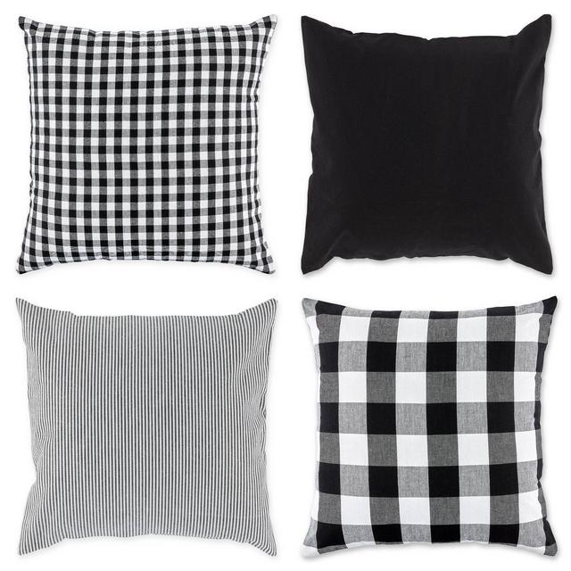 4pk 18"x18" Assorted Square Throw Pillow Covers Black/White - Design Imports