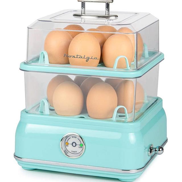 Nostalgia CLEC14AQ Retro Premium 14 Capacity Electric Large Hard-Boiled Egg Cooker, Poached, Scrambled, Omelets, Whites, Sandwiches, For Keto & Low-Carb Diets, Aqua