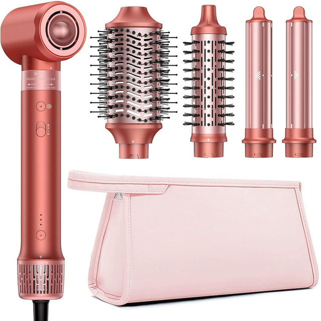 5 in 1 Hair Styler Hair Dryer Brush - High-Speed Hot Air Styler Wrap, Fast Drying No Heat Damage Ionic Blow Dryer Brush for Women Volumizing, Curling, Straighten, Frizz-Free Multi Stylers Travel Bag