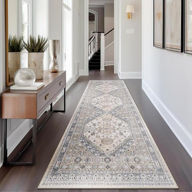 zesthome Washable Runner Rug 2.5x8 - Stain Resistant Entryway Rug,Ultra-Thin Kitchen Rugs, Anti Slip Backing Runner Rugs for Entrance Laundry Room Indoor Hallway Rugs (Beige,2.5'x8')