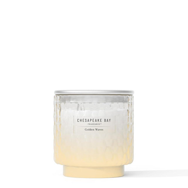Chesapeake Bay, 11oz Golden Waves Scented Candle, Mood Evoking Fragrance, Textured Sea Glass-Inspired Jar, Premium Soy Blend Wax with Essential Oils, Coastal Fragrance for Home Décor or Gifting