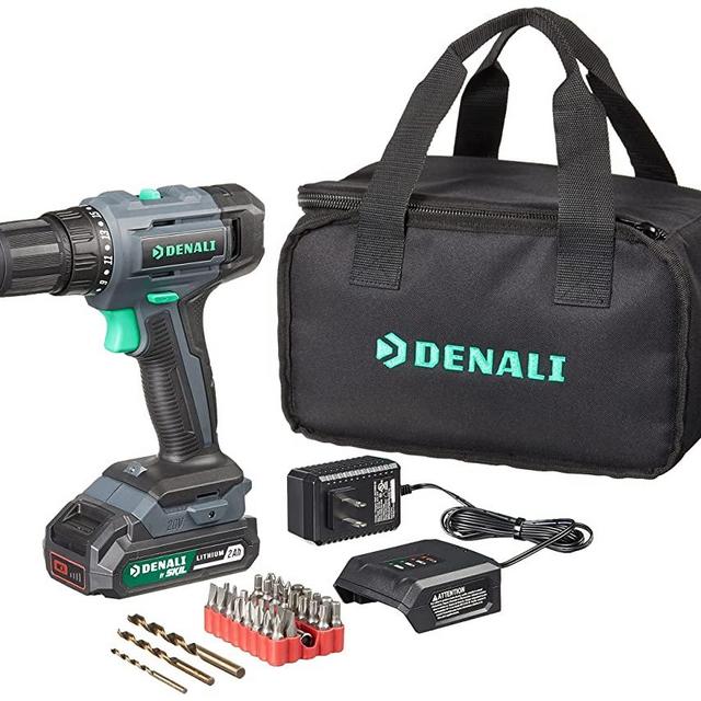 Amazon Brand – Denali by SKIL 20V Drill Driver Kit with 36-Piece Bit Set, Includes 2.0Ah Lithium Battery, 1A Compact Charger, and Carry Bag