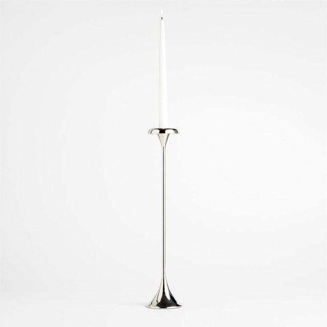 Aura Large Nickel Cast Brass Taper Candle Holder 18 by Daniel Humm