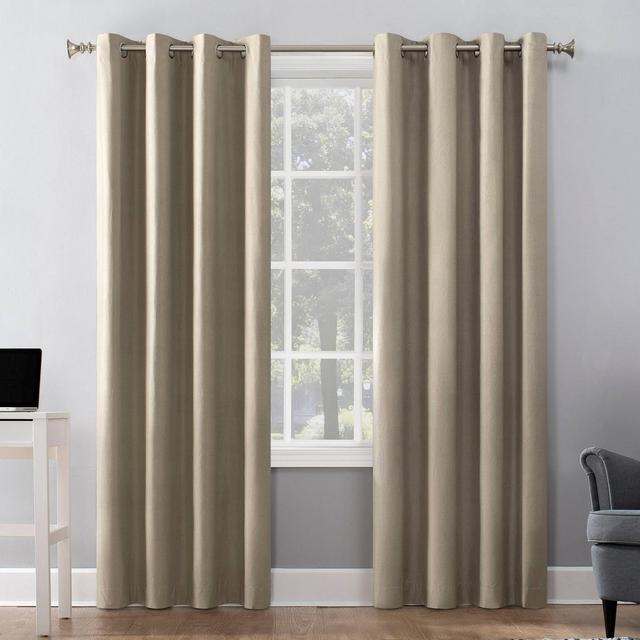 84"x50" Duran Thermal Insulated 100% Blackout Grommet Top Curtain Panel Beige - Sun Zero