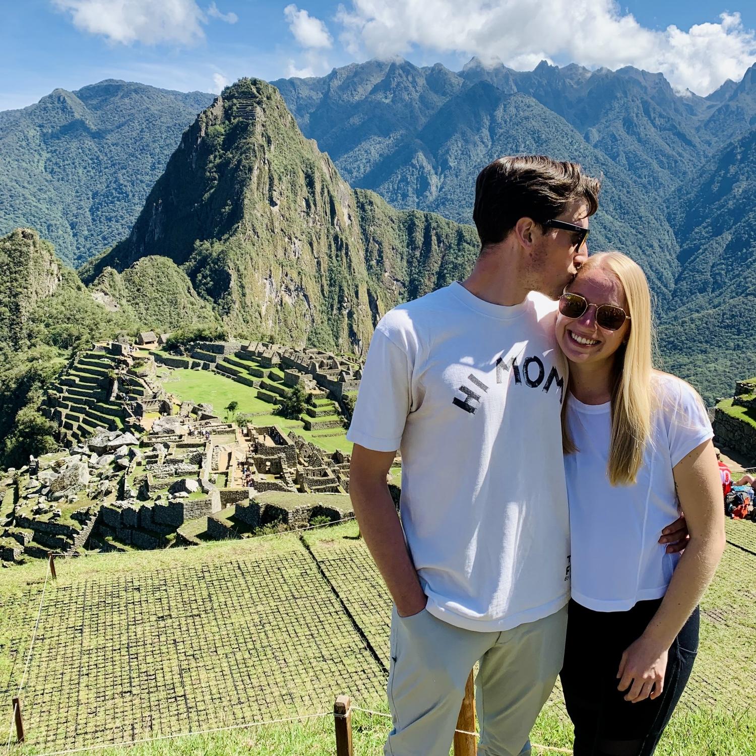 Visiting Machu Picchu, their first Wonder of the World!