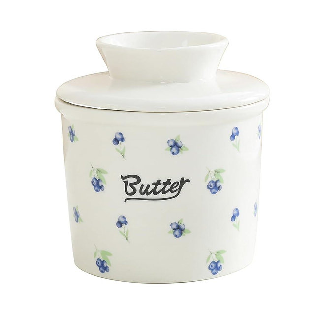 Pexguka Butter Crock with Water Line | Ceramic Butter Keeper Dish for Spreadable Butter | French Countertop Butter Crock with Lid | Fresh Butter Storage Container for Kitchen & Holiday Gifts