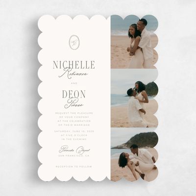 Beige Scalloped Wedding Invitation - Reece Multiphoto
