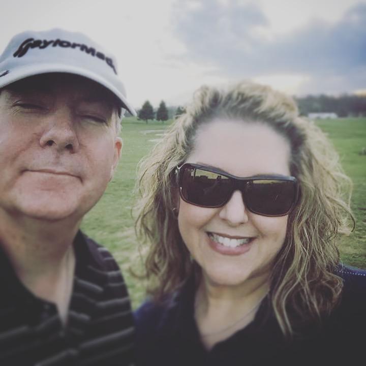 Together at the golf range for the first time.