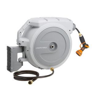 Giraffe Tools, Garden Hose Reel 1/2in. 130ft.,Wall Mounted,LTGY, Hose Length Capacity 130 ft, Model# AW4012US-LG