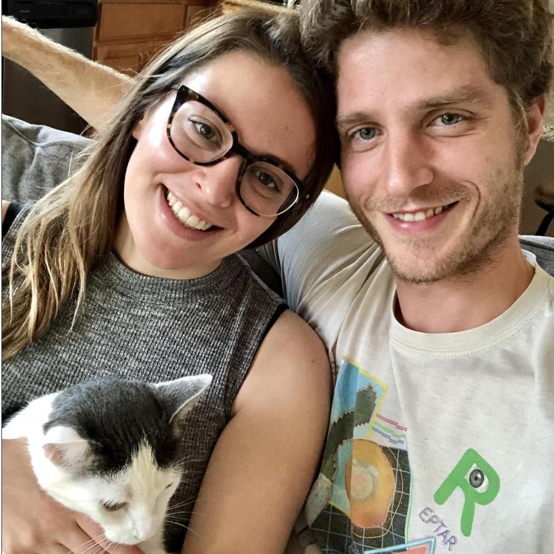 Family photo! Us with our sweet kitty, Vince.