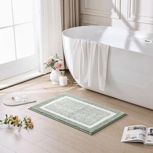 CozeCube Bath mats for Bathroom Non Slip, Fluffy Absorbent Microfiber Bath mat Washable, Aesthetic Bathroom Rugs, Cute Sage Green Bath mat, Sage Green, 32" x 20"