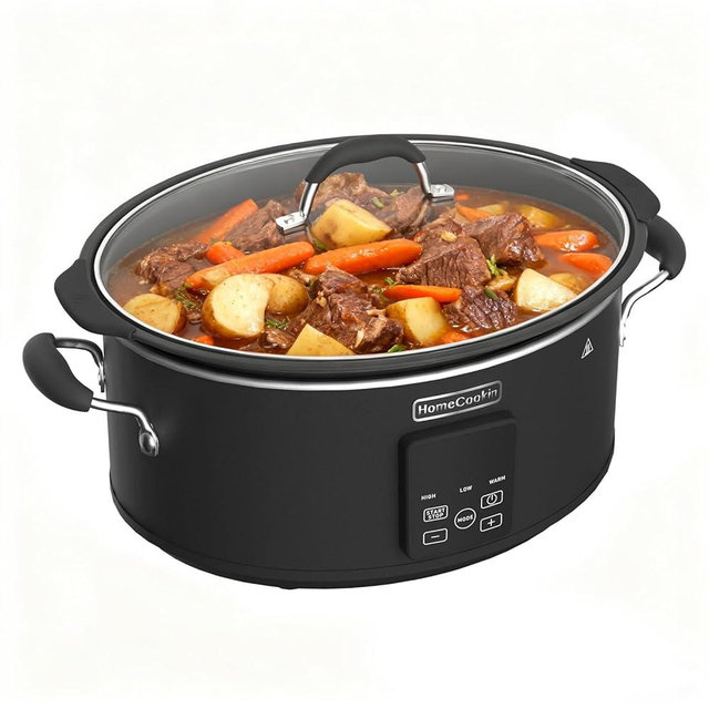 HOMECOOKIN Slow Cooker, Extra Large 10 Quart Digital Programmable Slow Cookers with Timer, Dishwasher Safe Glass Lid & Crock, Kitchen Appliance for Families and Gatherings, Black
