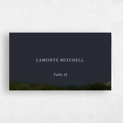 Ebony, Black Wedding Place Card - Zaldia