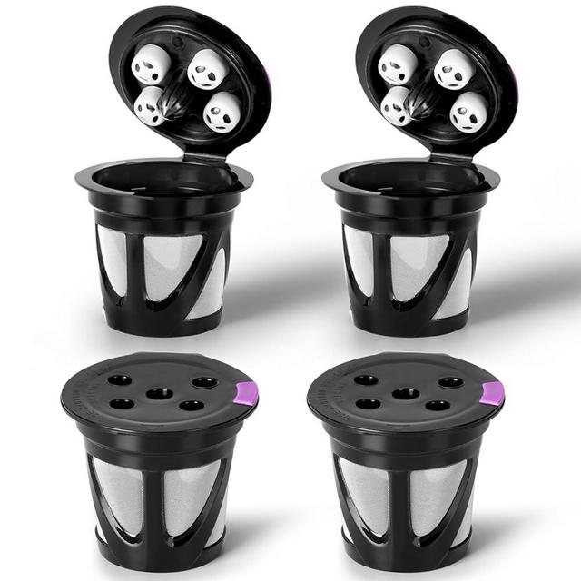 Reusable K Cups for Keurig, 4-Pack Universal K CUP Refillable Coffee Pods with 5 Holes, Designed for Keurig K Supreme, K Slim, K-Duo Gen2, K-Brew Chill with MultiStream Technology