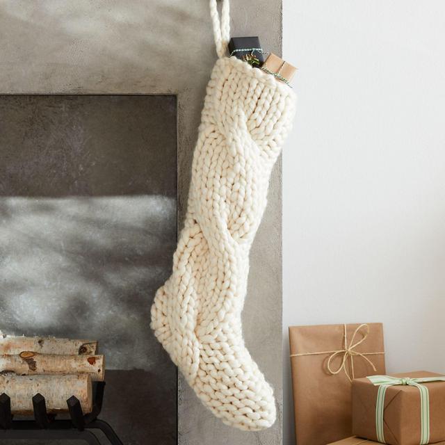 Cozy Ivory Knit Stocking