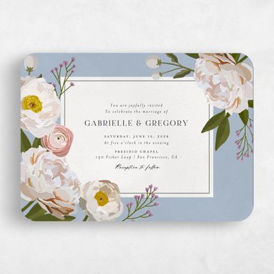 Blue Rounded Wedding Invitation - Verano Landscape