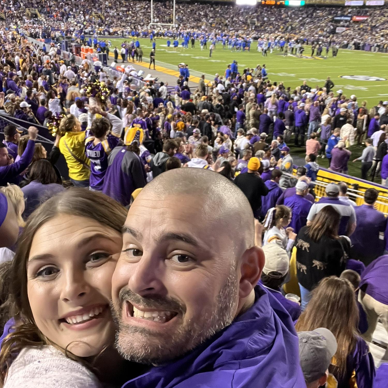 Jordan followed up with he hopes the way Courtney's eyes lit up walking into Tiger Stadium is the same as when she sees him at the alter.