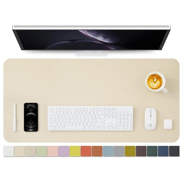 Leather Desk Mat - Non-Slip PU Desk Pad for Office and Home - Desk Organization and Accessories - Ideal for Large Mouse Pad and Desk Mats on Top of Desks (Beige,36"x 17")