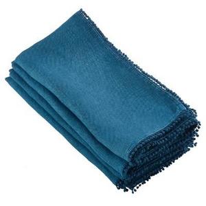 4pk Blue PomPom Design Napkin 20" - Saro Lifestyle®