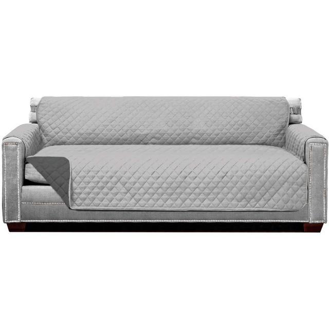 Sofa Shield Original Patent Pending Reversible X-Large Oversized Sofa Protector, Many Colors, Seat Width to 78 Inch, Furniture Slipcover, 2 Inch Strap, Couch Slip Cover Throw for Pet, Lt Gray Charcoal