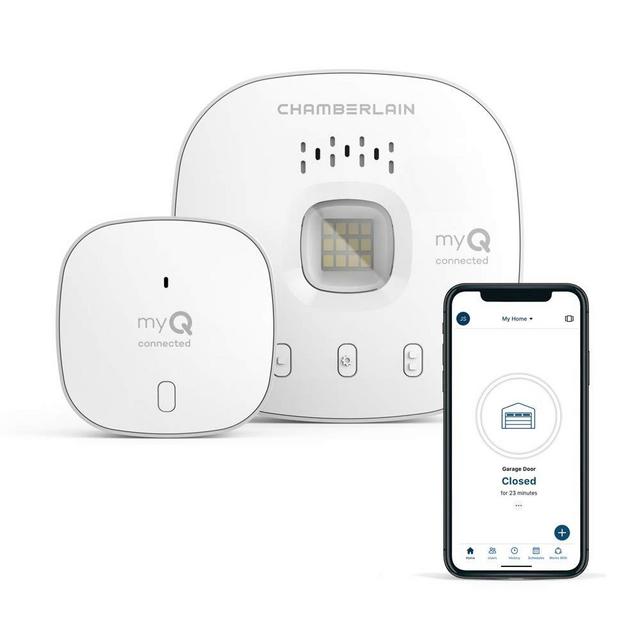 myQ Smart Garage Door Opener Chamberlain myQ-G0401 - Wireless Smart Garage Hub and Controller, Wi-Fi and Bluetooth, Smartphone Control, White