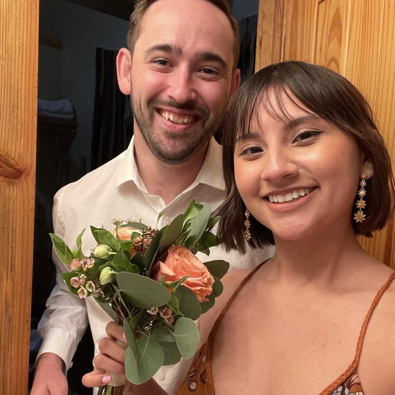 Caught the bouquet at Glen and Brit’s wedding!