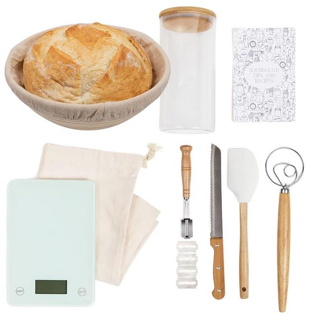 Bread Making Kit | Sourdough Bread Baking Supplies with Glass Sourdough Starter Jar, Digital Scale, Proofing Bowls for Sourdough Bread, and other Bread Making Tools