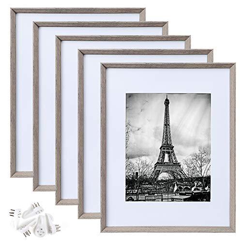 upsimples 11x14 Picture Frame,Fits Pictures 8x10 with Mat or 11x14 Without Mat Rustic Photo Frames for Wall Display,Set of 5