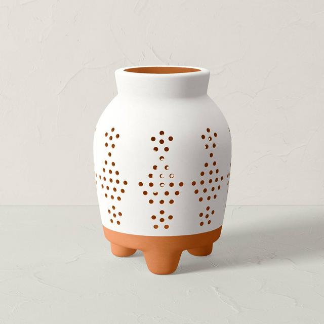 Medium Terracotta Outdoor Lantern Candle Holder White/Terracotta - Opalhouse™ designed with Jungalow™