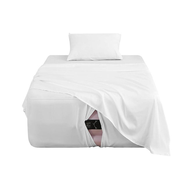 Extra Deep Pocket Twin Sheet Set for Air Mattress, 3 Piece Air Bed Sheets Set with 18-24 Inches Depth, Soft & Breathable Inflatable Bed Sheet Set with Flat Sheet, Fitted Sheet and Pillowcase, White