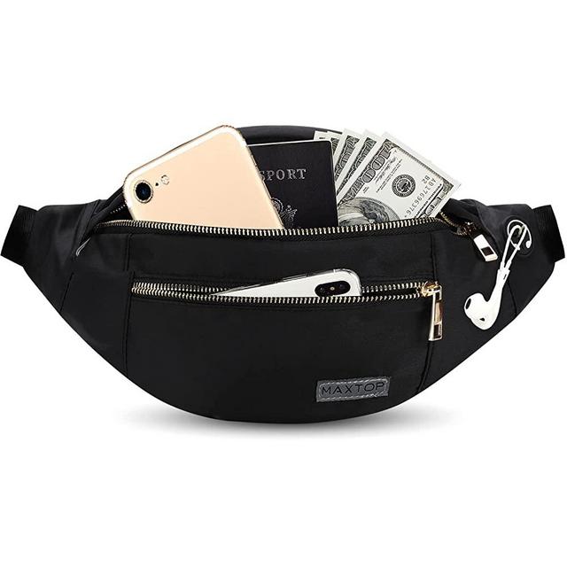 MAXTOP Large Crossbody Fanny Pack with 4-Zipper Pockets,Gifts for Enjoy Sports Festival Workout Traveling Running Casual Hands-Free Wallets Waist Pack Phone Bag Carrying All Phone